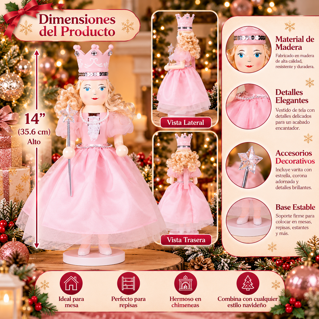 Cascanueces Princesa Sugar Plum de 14” – Decoración Navideña