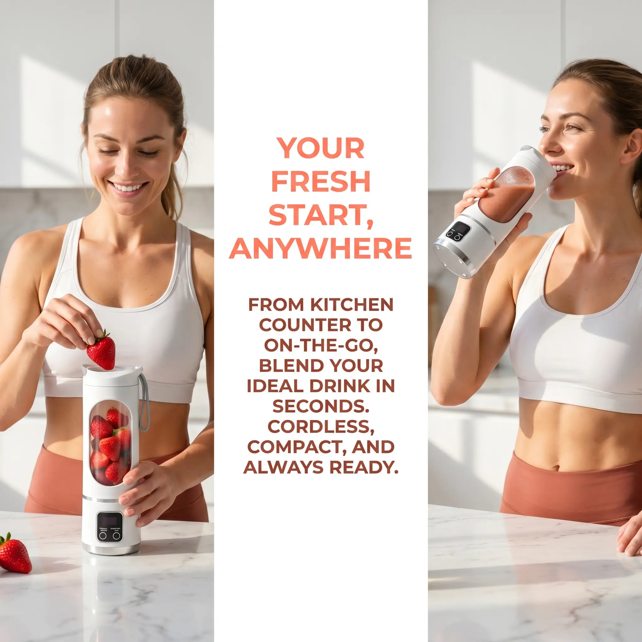 【Summer Sale Deals】 Portable 15.22 Oz USB Rechargeable Personal Blender with LED Display, Durable Abs Material, Perfect for Smoothies & Juices, Home Kitchen Essential,Home Essentials